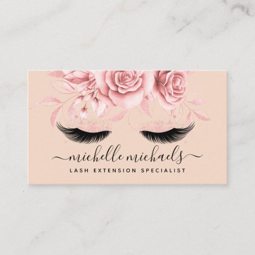 Rose Gold Blush Lashes Aftercare Instructions Business Card