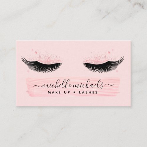 Rose Gold Blush Lashes Make Up Watercolor Business Card