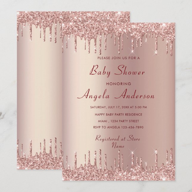 Rose Gold Blush Luxury Baby Boy Shower Invitation (Front/Back)
