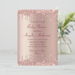 Rose Gold Blush Luxury Baby Girl Shower Invitation