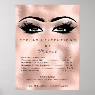 Rose Gold Blush Makeup Eyes Lashes Prices Glass Poster