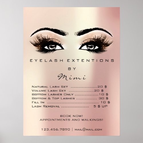 Rose Gold Blush Makeup Eyes Lashes Prices Poster