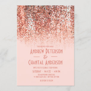 Rose Gold Blush Mermaid Glitter Gradient Wedding Invitation