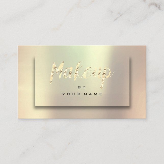 Rose Gold Blush Metallic Minimal Makeup Artist 3D Business Card (Front)