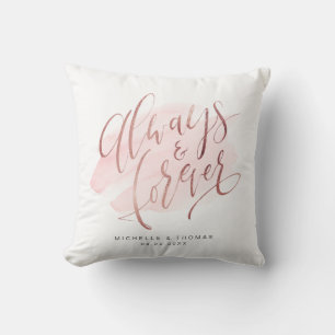 Rose Gold Blush Modern Always And Forever Script Throw Pillow