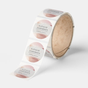 Rose Gold Blush Modern Feminine Small Business Classic Round Sticker