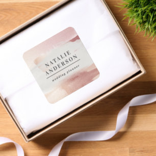 Rose Gold Blush Modern Feminine Small Business Square Sticker