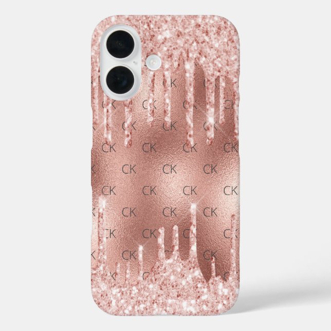 Rose gold blush monogram initials  Case-Mate iPhone case (Back)