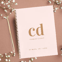 Rose gold blush monogram initials elegant  notebook