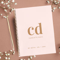 Rose gold blush monogram initials elegant 