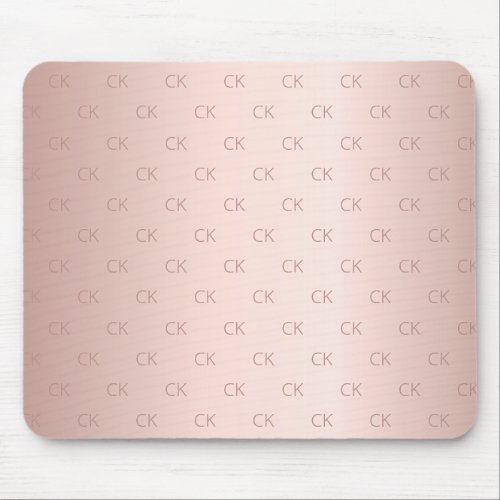Rose gold blush monogram initials minimalist mouse pad
