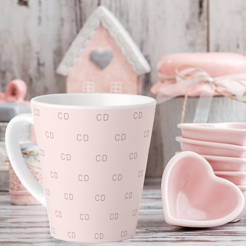 Rose gold blush monogram initials pattern latte mug