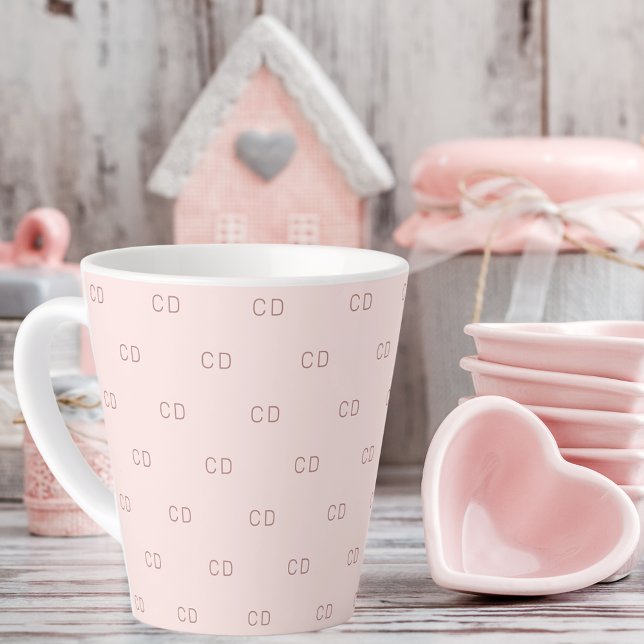 Rose gold blush monogram initials pattern latte mug (Creator Uploaded)