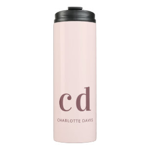 Rose gold blush monogram name minimalist thermal tumbler