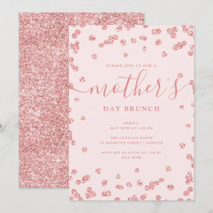 Rose Gold Blush Mother's Day Brunch Invitation