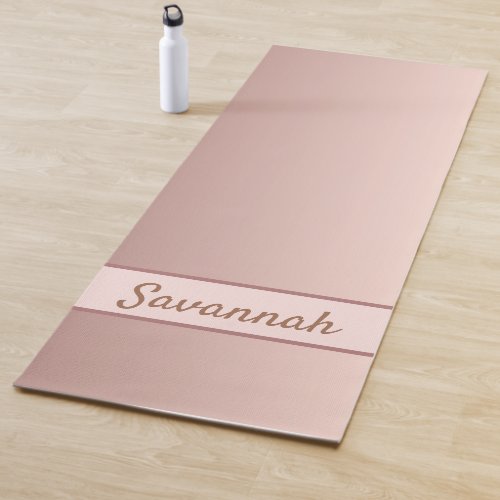 Rose gold blush name modern elegant yoga mat