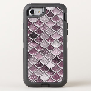 Rose Gold Blush Ombre Glitter Mermaid Scales OtterBox Defender iPhone SE/8/7 Case