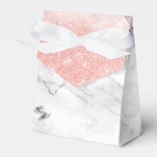 Rose Gold Blush Ombre Glitter on Trendy Marble Favor Boxes