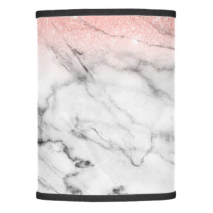 Rose Gold Blush Ombre Glitter on Trendy Marble Lamp Shade