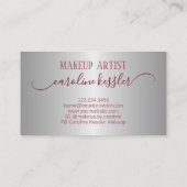 Rose Gold Blush Peach Pink Sparkles Drip Silver Business Card (Back)