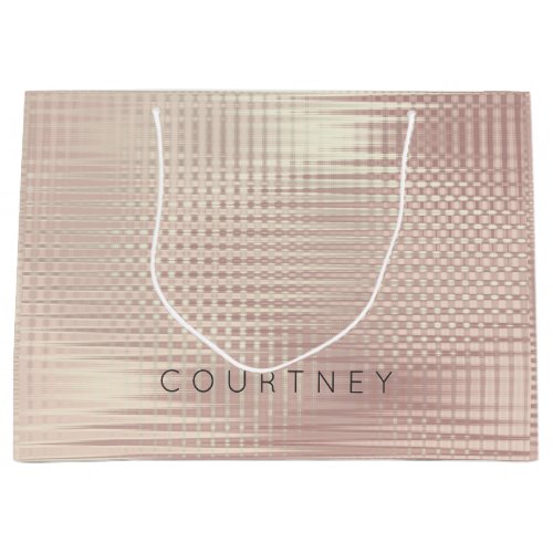 Rose Gold Blush Pearly Abstract Metallic Grill Large Gift Bag