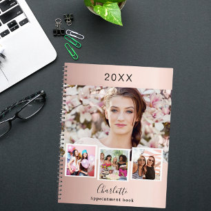 Rose gold blush photo collage appointments 2027 planner