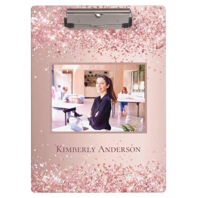 Rose gold blush photo name clipboard (Front)