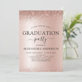 Rose Gold Blush Pink 2023 Graduation Party Glitter Invitation (Standing Front)