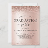 Rose Gold Blush Pink 2023 Graduation Party Glitter Invitation (Front)