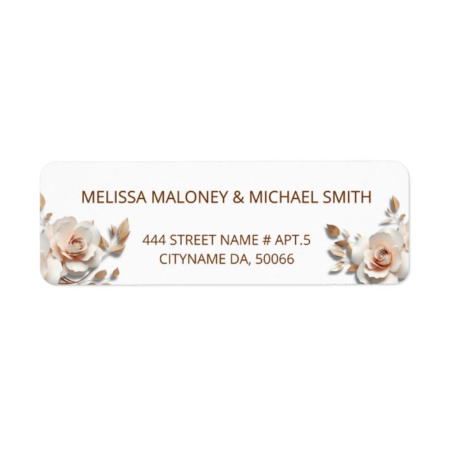 Rose Gold Blush Pink 3D Floral  Label (Front)