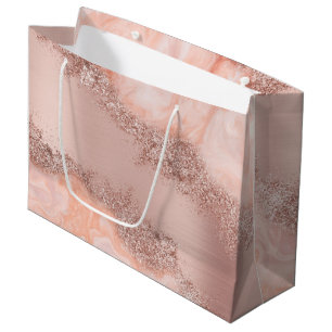 Rose Gold Blush Pink Agate Geode Glitter  Large Gift Bag