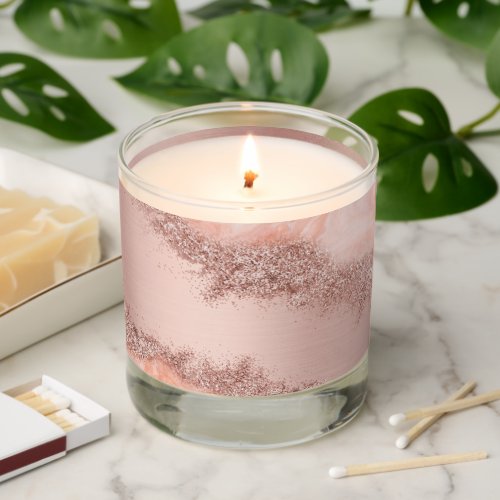 Rose Gold Blush Pink Agate Geode Glitter  Scented Candle