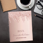 Rose gold blush pink appointment book 2026 planner<br><div class="desc">A rose gold background with elegant rose gold and pink drips, paint dripping look. Template for a year. Personalize and add a name and a title. The name is written in dark rose gold with a modern hand lettered style script. Perfect for business, school, work, diary or organizing your personal/family...</div>