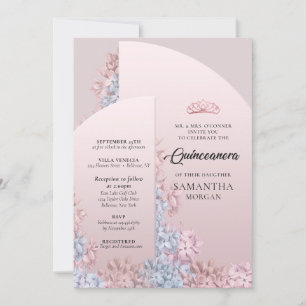 Rose gold blush pink arch spring Quinceanera Invitation