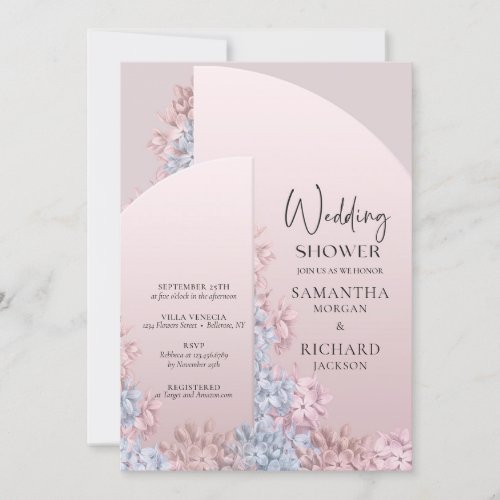 Rose gold blush pink arch spring wedding shower invitation