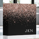 Rose Gold Blush Pink Black Glitter Monogram<br><div class="desc">Rose Gold - Blush Pink and Black Sparkle Glitter Monogram Name Binder. This makes the perfect sweet 16 birthday,  wedding,  bridal shower,  anniversary,  baby shower or bachelorette party gift for someone that loves glam luxury and chic styles.</div>
