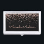 Rose Gold Blush Pink  Black Glitter Monogram Business Card Case<br><div class="desc">Rose Gold - Blush Pink and Black Faux Luxury Chic Glam Glitter and Sparkle Elegant Girly Business Card Holder. This Business Card Holder can be customized to include your first and last name.</div>