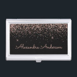 Rose Gold Blush Pink  Black Glitter Monogram Business Card Case<br><div class="desc">Rose Gold - Blush Pink and Black Faux Luxury Chic Glam Glitter and Sparkle Elegant Girly Business Card Holder. This Business Card Holder can be customized to include your first and last name.</div>