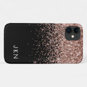 Rose Gold Blush Pink Black Glitter Monogram Case-Mate iPhone Case (Back (Horizontal))