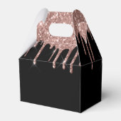 Rose Gold - Blush Pink Black Glitter Monogram Favor Boxes (Back Side)