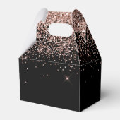 Rose Gold Blush Pink Black Glitter Monogram Favor Boxes (Back Side)