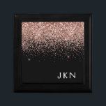 Rose Gold Blush Pink Black Glitter Monogram Girly Gift Box<br><div class="desc">Black and Rose Gold - Blush Pink Sparkle Glitter Monogram Name Jewelry Keepsake Box. This makes the perfect graduation,  birthday,  wedding,  bridal shower,  anniversary,  baby shower or bachelorette party gift for someone that loves glam luxury and chic styles.</div>