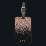 Rose Gold Blush Pink Black Glitter Monogram Luggage Tag<br><div class="desc">Rose Gold - Blush Pink and Black Sparkle Glitter Monogram Name and Initial Pillow. The luggage bag tag makes the perfect sweet 16 birthday,  wedding,  bridal shower,  baby shower or bachelorette party gift for someone decorating her room in style.</div>