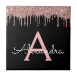 Rose Gold - Blush Pink Black Glitter Monogram Name Ceramic Tile<br><div class="desc">Rose Gold - Blush Pink and Black Sparkle Glitter Monogram Name and Initial Ceramic Tiles. This makes the perfect sweet 16 birthday,  wedding,  bridal shower,  anniversary,  baby shower or bachelorette party gift for someone that loves glam luxury and chic styles.</div>