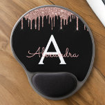 Rose Gold - Blush Pink Black Glitter Monogram Name Gel Mouse Pad<br><div class="desc">Rose Gold - Blush Pink and Black Sparkle Glitter Monogram Name and Initial Mousepad (Mouse Pad). This makes the perfect sweet 16 birthday,  wedding,  bridal shower,  anniversary,  baby shower or bachelorette party gift for someone that loves glam luxury and chic styles.</div>