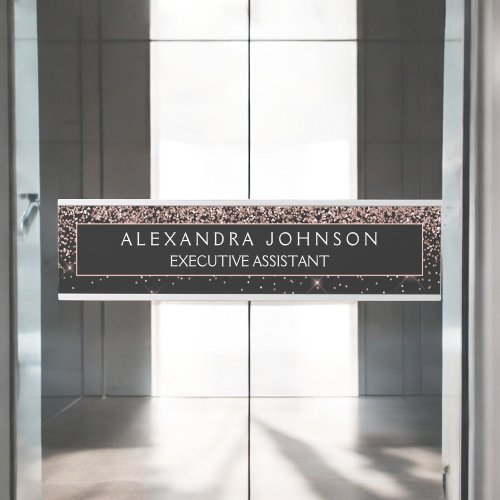 Rose Gold Blush Pink Black Glitter Professional Door Sign
