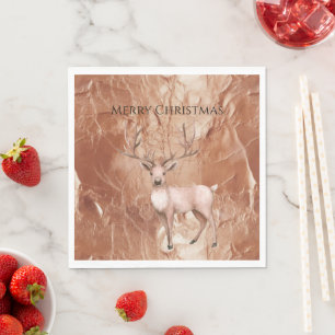 Rose Gold Blush Pink Boho Deer Tree Napkins