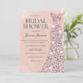 Rose Gold & Blush Pink Bridal Shower Invitation (Standing Front)