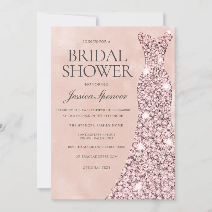 Rose Gold Blush Pink Bridal Shower Invitation Zazzle Com