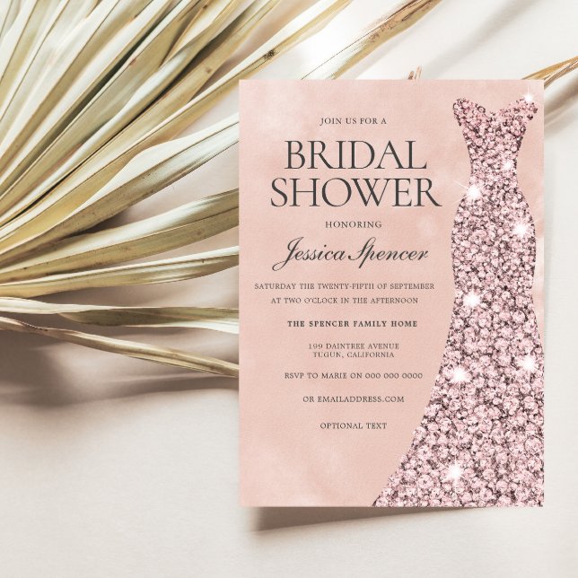 Rose Gold & Blush Pink Bridal Shower Invitation